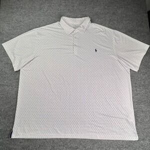 Polo Ralph Lauren Polo Mens 4XB White Horseshoe Print Performance Golf Shirt